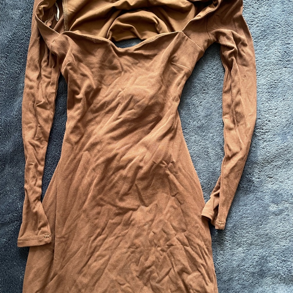 Princess Polly Tan Long Sleeve Dress